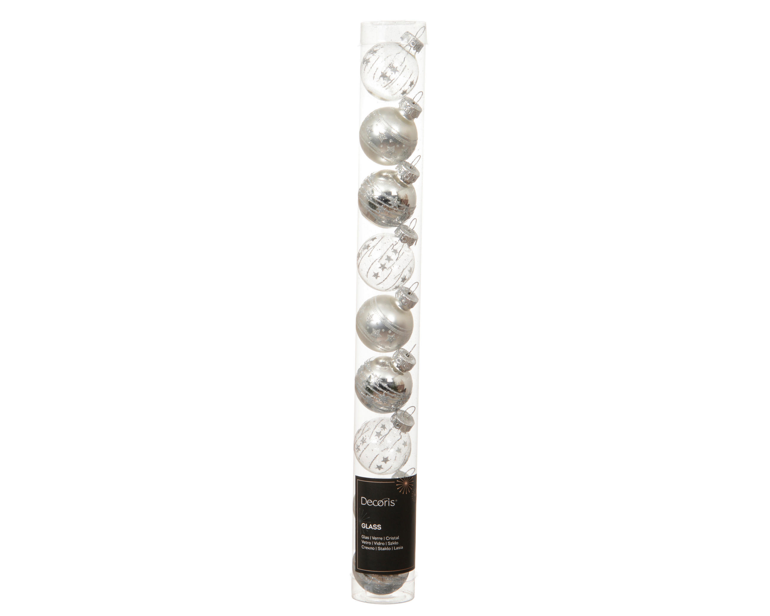 JULGRANSKULOR SET 3/3/3 cm 9 delar  - silver, Basics, glas (3/3/3cm)