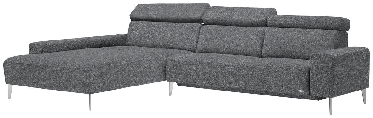 ECKSOFA  in Mikrovelours Grau  205/308 cm  - Alufarben/Grau, Design, Textil/Metall (205/308cm) - Sedda