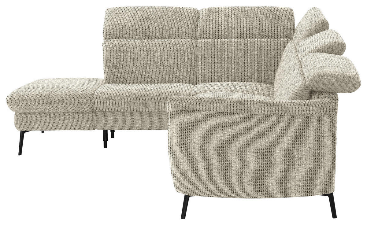ECKSOFA in Struktur Beige  235/275 cm  - Beige/Schwarz, MODERN, Textil/Metall (235/275cm) - Cantus