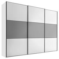 SCHWEBETÜRENSCHRANK 298/222/68 cm 3-türig Hellgrau, Weiß  - Hellgrau/Schwarz, Holzwerkstoff/Metall (298/222/68cm) - Moderano