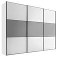 SCHWEBETÜRENSCHRANK  in Weiß, Hellgrau  - Hellgrau/Schwarz, Holzwerkstoff/Metall (298/222/68cm) - Moderano