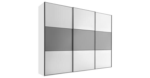SCHWEBETÜRENSCHRANK  in Weiß, Hellgrau  - Hellgrau/Schwarz, Holzwerkstoff/Metall (298/222/68cm) - Moderano