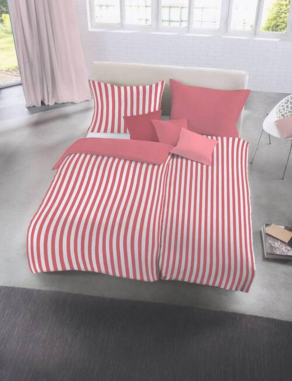 BETTWÄSCHE Porto Jacquard 200/200 cm  - Kirschrot, KONVENTIONELL, Textil (200/200cm) - Fleuresse