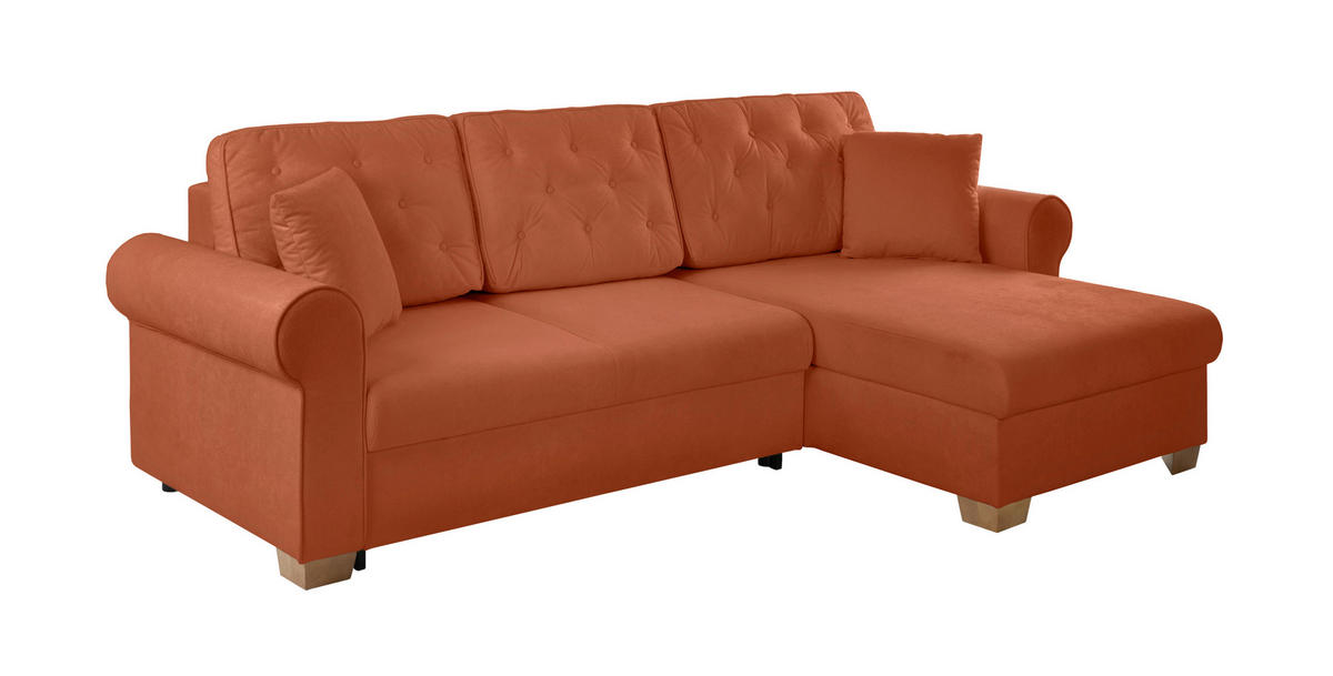 ECKSOFA Arles Rostfarben  - Rostfarben/Buchefarben, Design, Holz/Textil (266/161cm) - MID.YOU