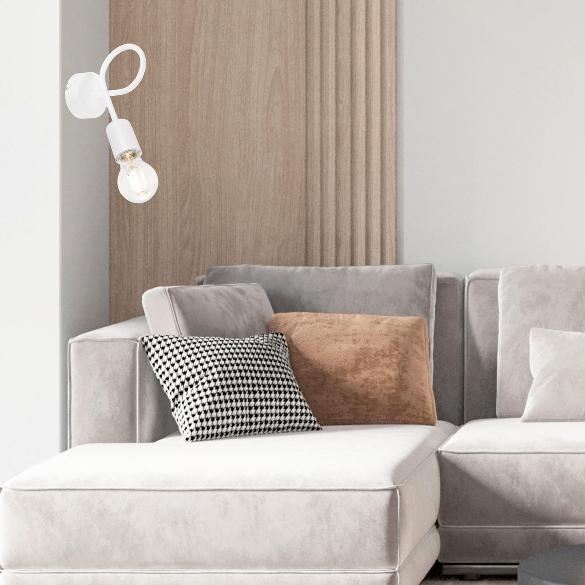 WANDLEUCHTE 18/8 cm   - Weiß Hochglanz, Natur, Metall (18/8cm)