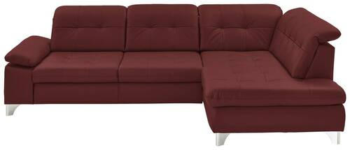 ECKSOFA in Echtleder Brombeere  - Brombeere/Alufarben, Design, Leder/Metall (309/211cm) - Beldomo Speed