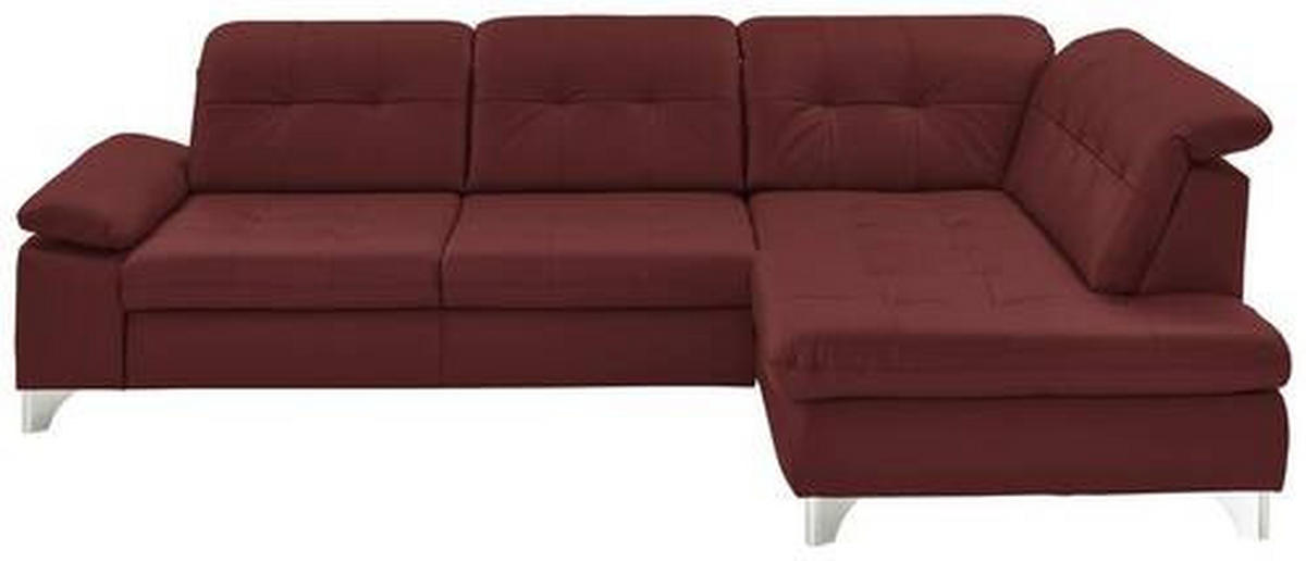 ECKSOFA in Echtleder Brombeere  - Brombeere/Alufarben, Design, Leder/Metall (309/211cm) - Beldomo Speed