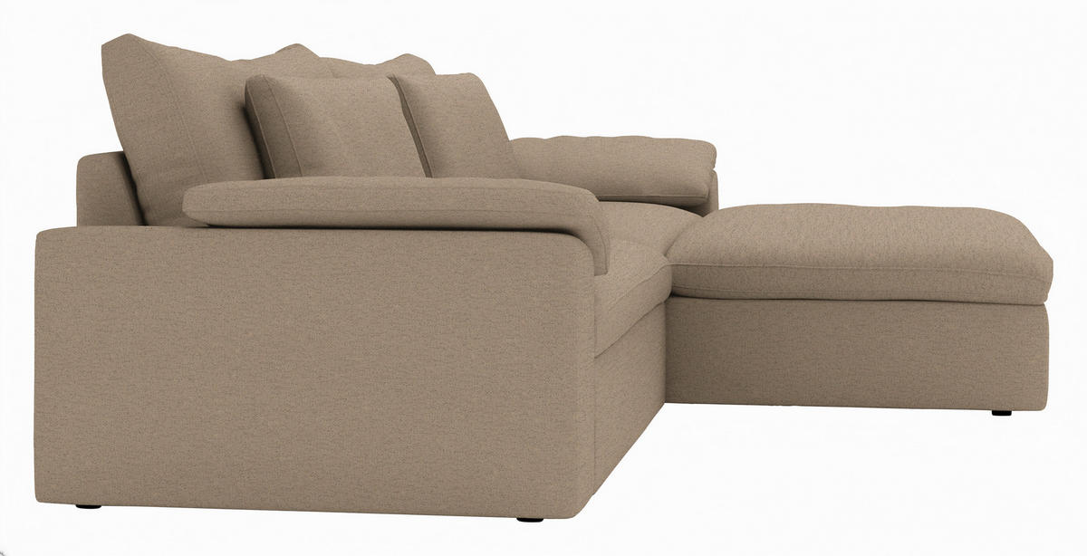 ECKSOFA Flachgewebe Beige  - Beige/Schwarz, Modern, Kunststoff/Textil (306/198cm) - Carryhome