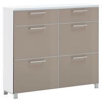 SCHUHSCHRANK Weiß, Taupe  - Taupe/Chromfarben, Design, Glas/Holzwerkstoff (121/108/31cm)
