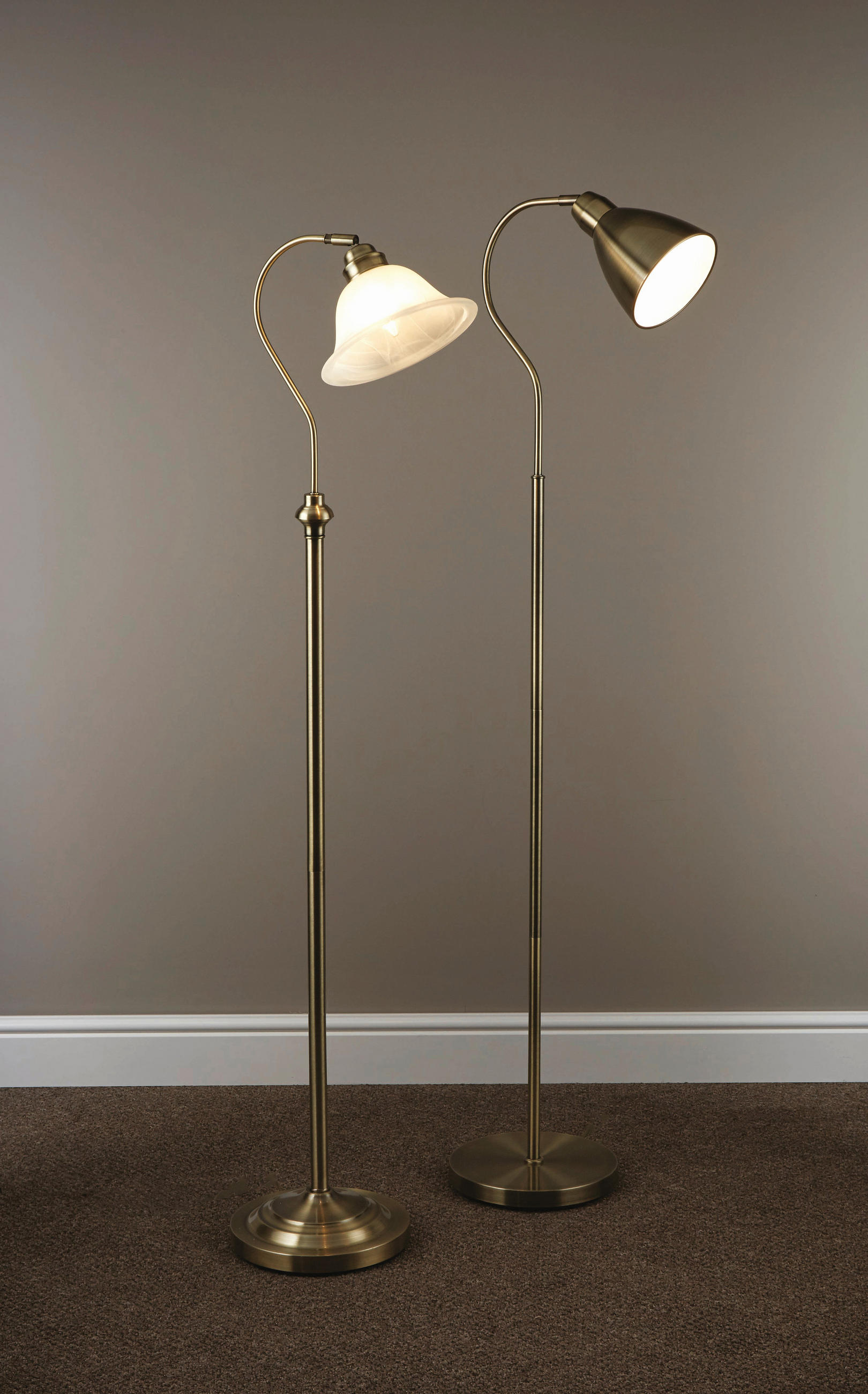 STEHLEUCHTE 25/140 cm    - Messingfarben/Weiß, Basics, Glas/Metall (25/140cm)