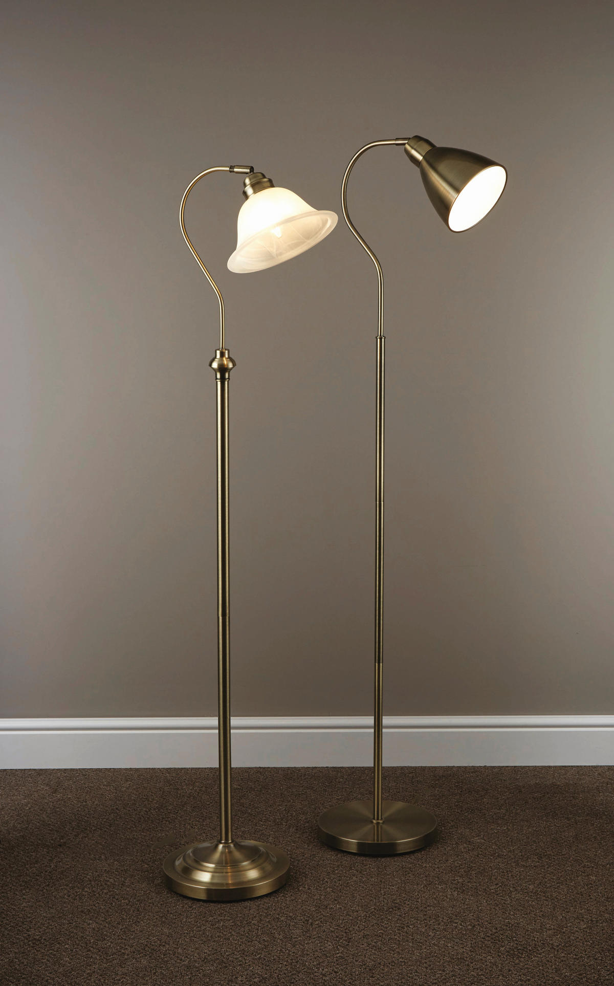 STEHLEUCHTE 25/140 cm    - Messingfarben/Weiß, Basics, Glas/Metall (25/140cm)