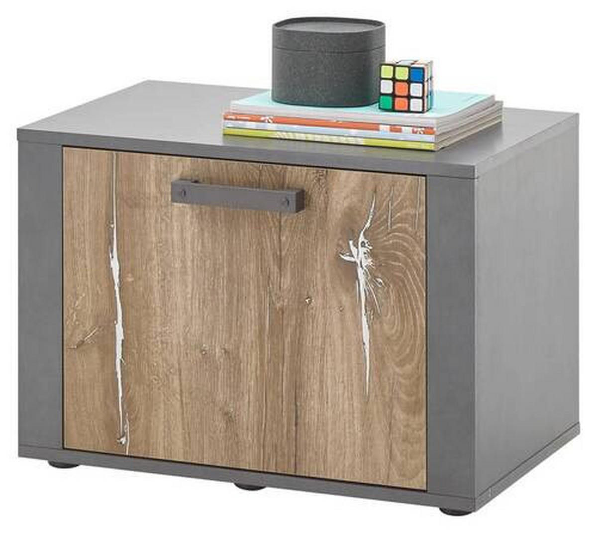 KLUPA ZA PREDSOBLJE  siva, boje hrasta  drvni materijal  - siva/boje hrasta, Design, drvni materijal/plastika (60/42/38cm) - Xora