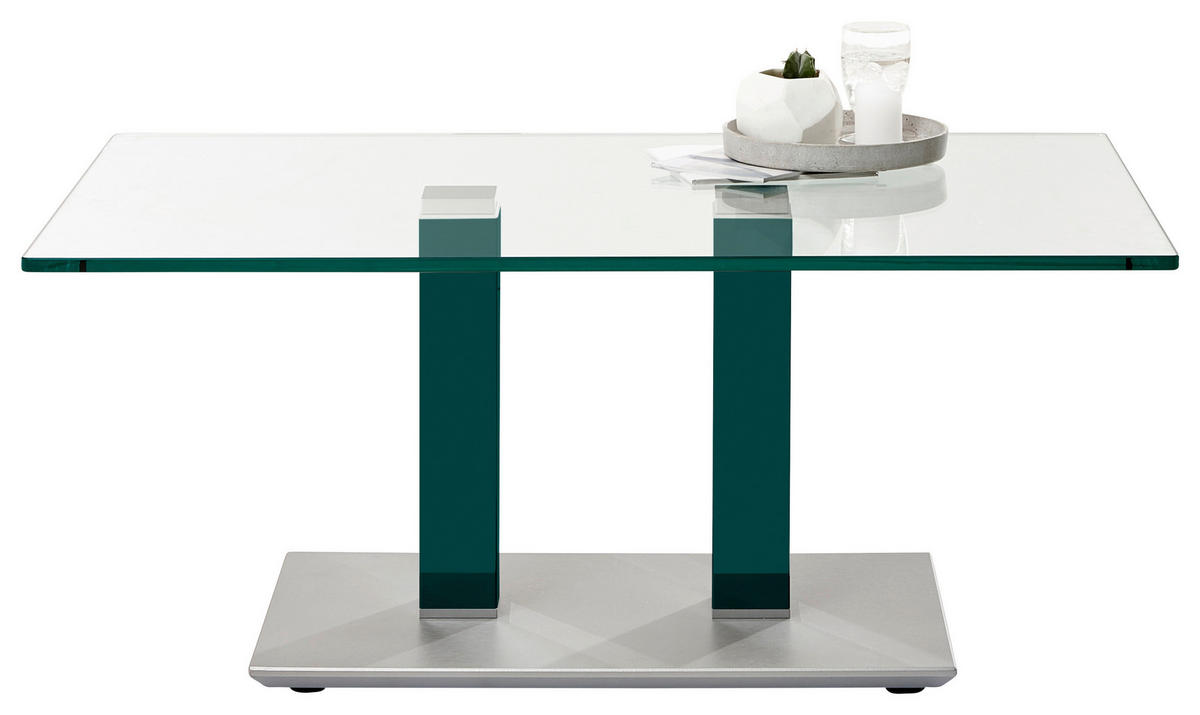 COUCHTISCH in Metall, Glas 110/70/46-65 cm  - Blau/Edelstahlfarben, Design, Glas/Kunststoff (110/70/46-65cm)