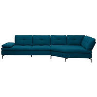 ECKSOFA in Flachgewebe Dunkelblau  344/159 cm  - Schwarz/Dunkelblau, Design, Textil/Metall (344/159cm) - Chilliano
