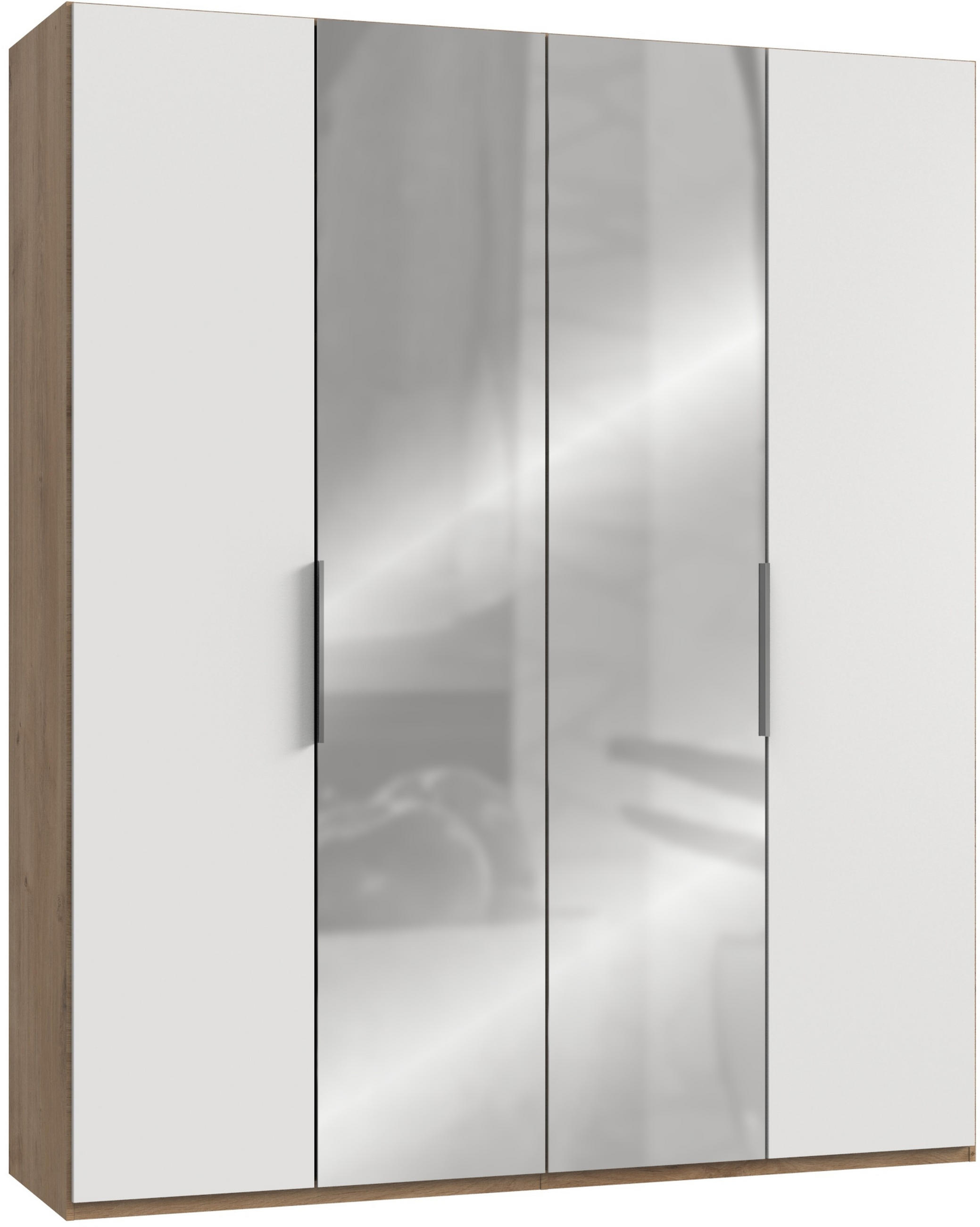 DREHTÜRENSCHRANK in Weiss, Eichefarben  - Chromfarben/Weiss, Modern, Holzwerkstoff (200/236/58cm) - MID.YOU