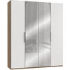 DREHTÜRENSCHRANK 200/236/58 cm 4-türig Eichefarben, Weiß  - Chromfarben/Eichefarben, MODERN, Holzwerkstoff (200/236/58cm) - MID.YOU