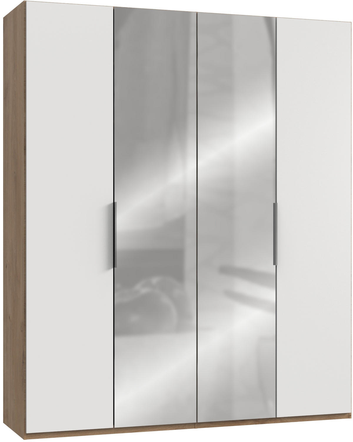 GARDEROB MED GÅNGJÄRN 200/236/58 cm 4-dörrar - vit/kromfärg, Modern, trämaterial (200/236/58cm) - MID.YOU