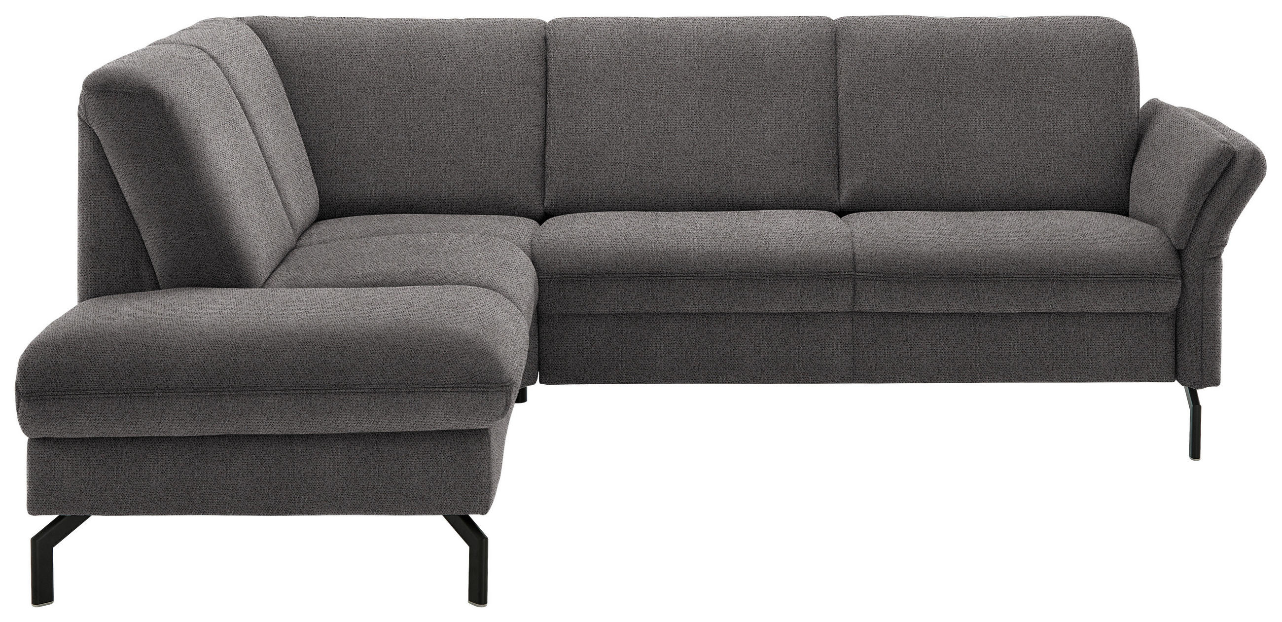 ECKSOFA in Flachgewebe Dunkelbraun  - Dunkelbraun/Schwarz, Konventionell, Textil/Metall (190/241cm) - Beldomo Comfort