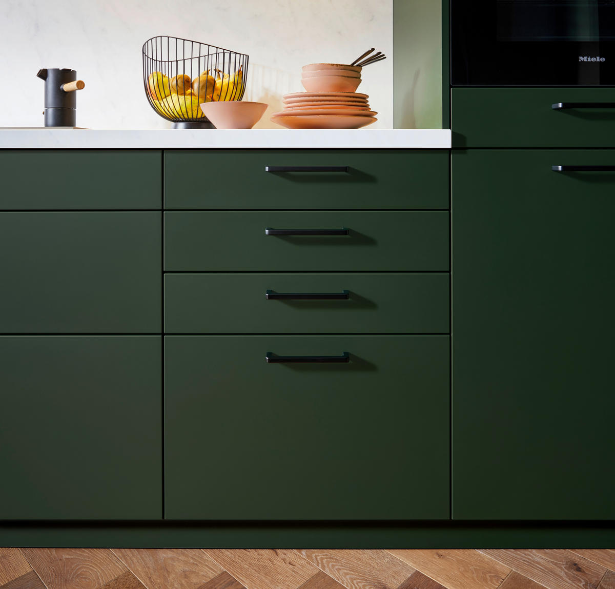 EINBAUKÜCHE SILVIA  - Dunkelgrün, Design, Holzwerkstoff - Novel