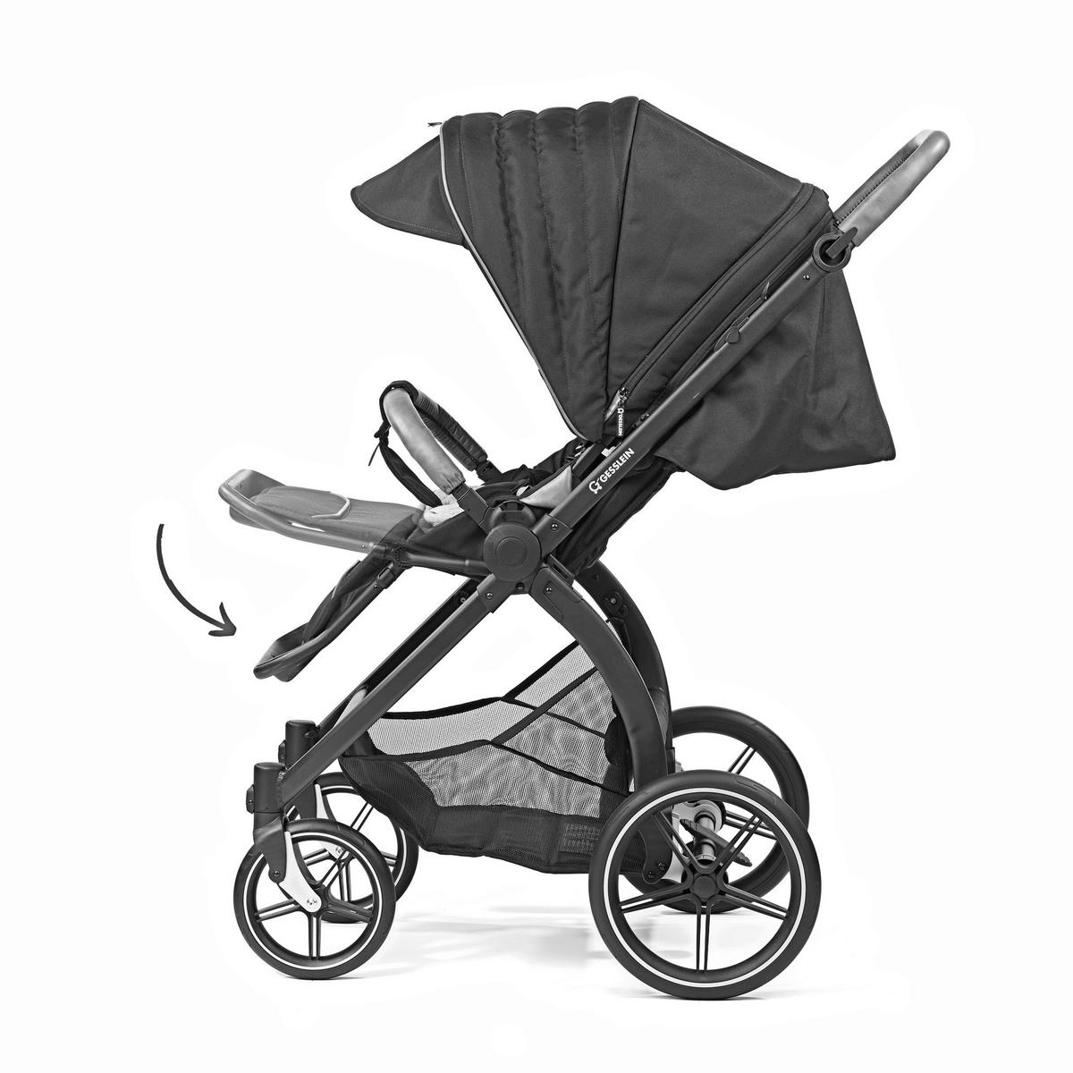 KOMBIKINDERWAGEN FX4 Swing Set mit Handbremse  - Greige/Schwarz, Basics, Textil (100/55/130cm) - Gesslein