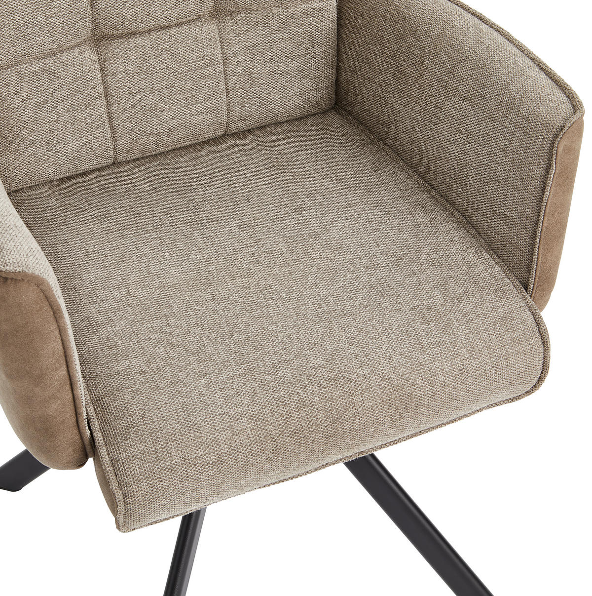 ARMLEHNSTUHL  in Eisen Webstoff, Leinenoptik  - Schwarz/Braun, MODERN, Holz/Textil (61/91/64cm) - Livetastic