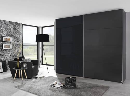 SCHWEBETÜRENSCHRANK in Graphitfarben  - Alufarben/Graphitfarben, Design, Glas/Holzwerkstoff (271/236/68cm) - Xora