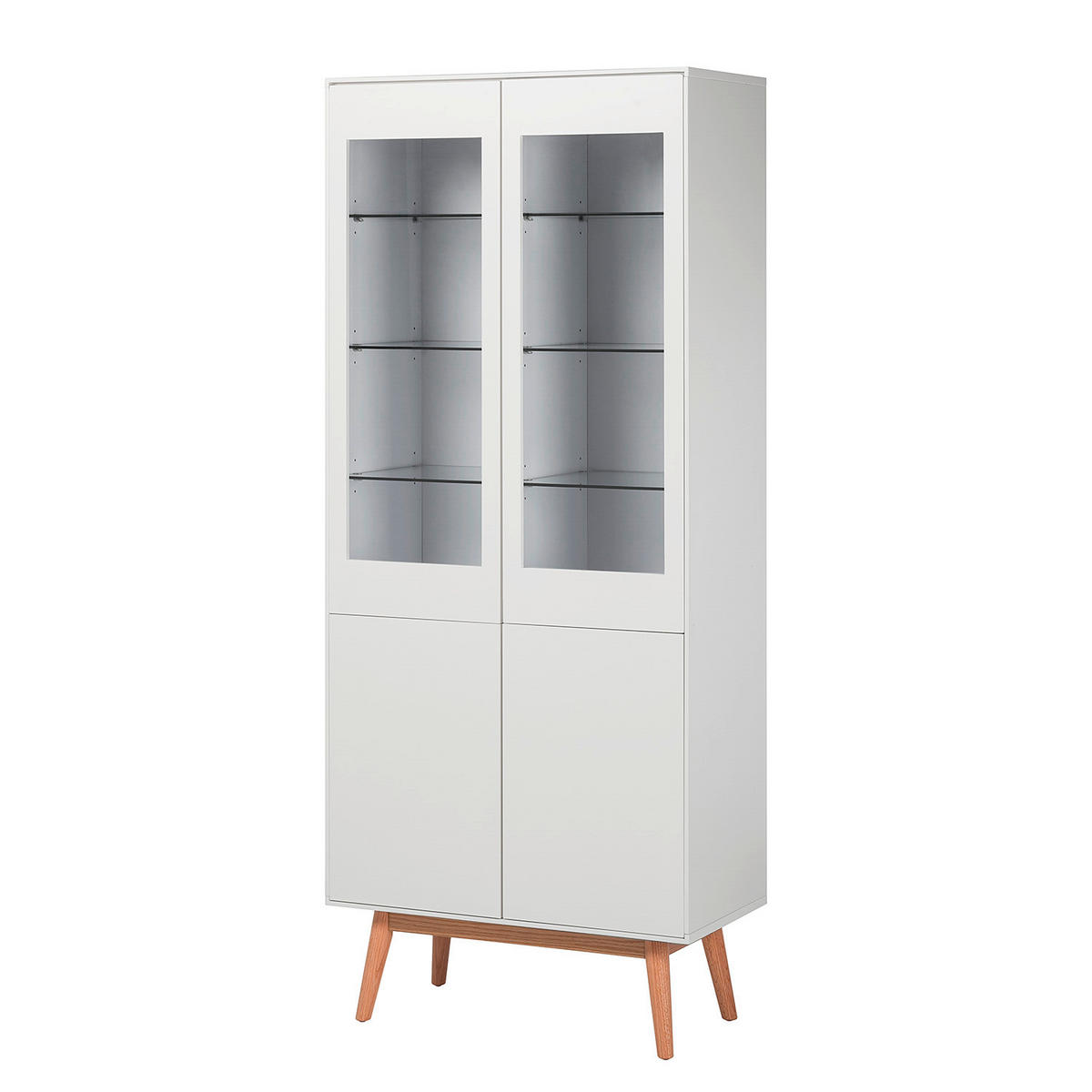 VITRINSKÅP naturfärgad, vit, ekfärgad  80/190/40 cm  - vit/ekfärgad, Design, trämaterial/glas (80/190/40cm)