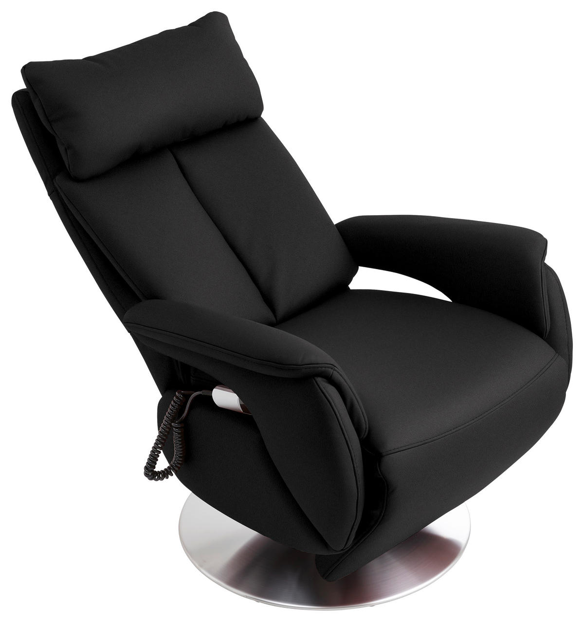 RELAXSESSEL in Leder Schwarz  - Edelstahlfarben/Schwarz, KONVENTIONELL, Leder/Metall (78/110/81cm) - Cantus