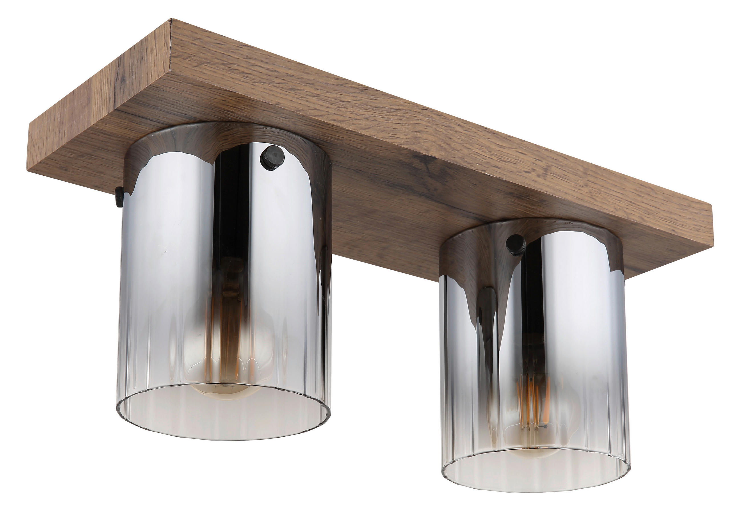 TAKLAMPA UNDERWOOD 41/16/18 cm  - mörkbrun, Natur, trämaterial/glas (41/16/18cm) - Globo