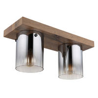 STROPNA SVETILKA UNDERWOOD 41/16/18 cm   - temno rjava, Natur, steklo/leseni material (41/16/18cm) - Globo