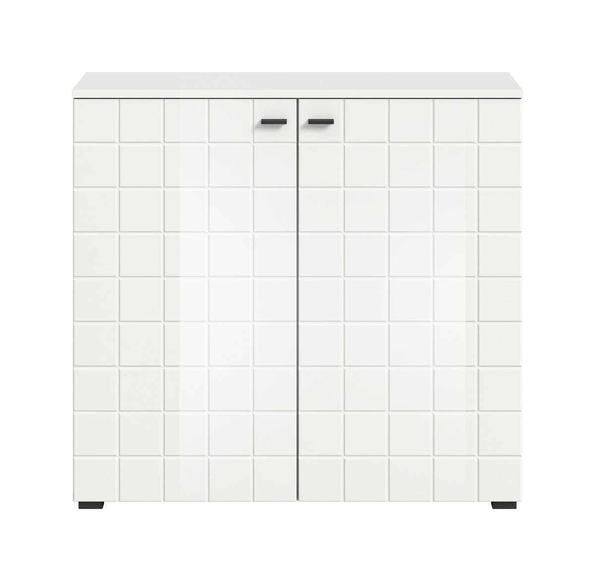 KOMODA, bela, visoki sijaj  - črna/bela, Design, umetna masa/leseni material (92/86/37cm) - MID.YOU