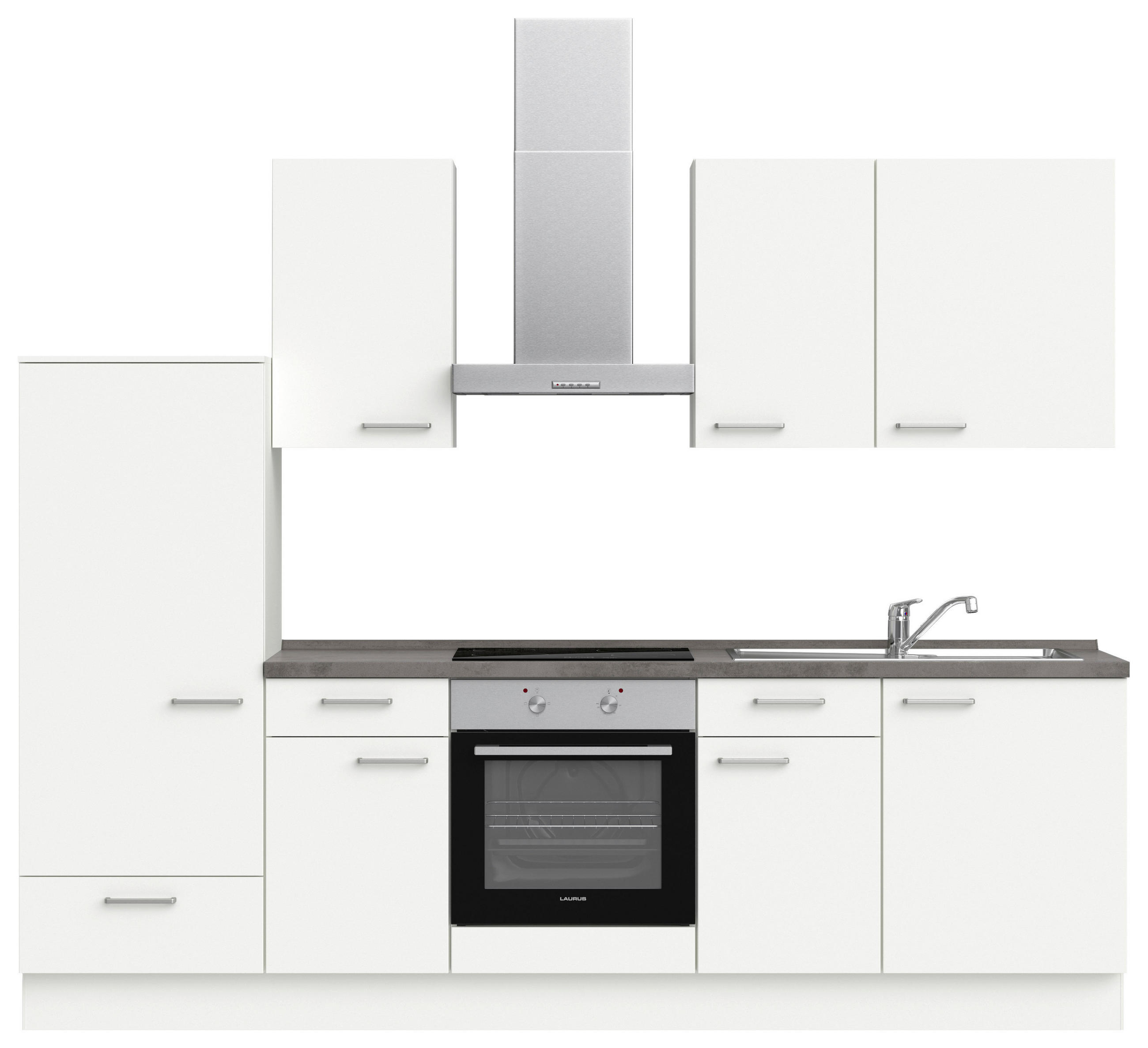 KÜCHENLEERBLOCK 270 cm in Weiß, Schieferfarben - Schieferfarben/Edelstahlfarben, MODERN, Holzwerkstoff/Metall (270cm) - Nobilia