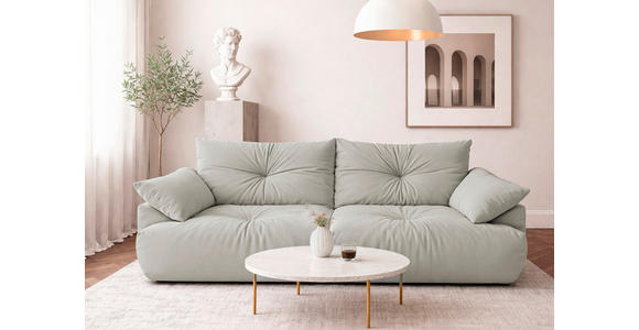 BIGSOFA Webstoff Hellgrau  - Hellgrau/Schwarz, KONVENTIONELL, Kunststoff/Textil (243/90,5/130cm) - Ambia Home