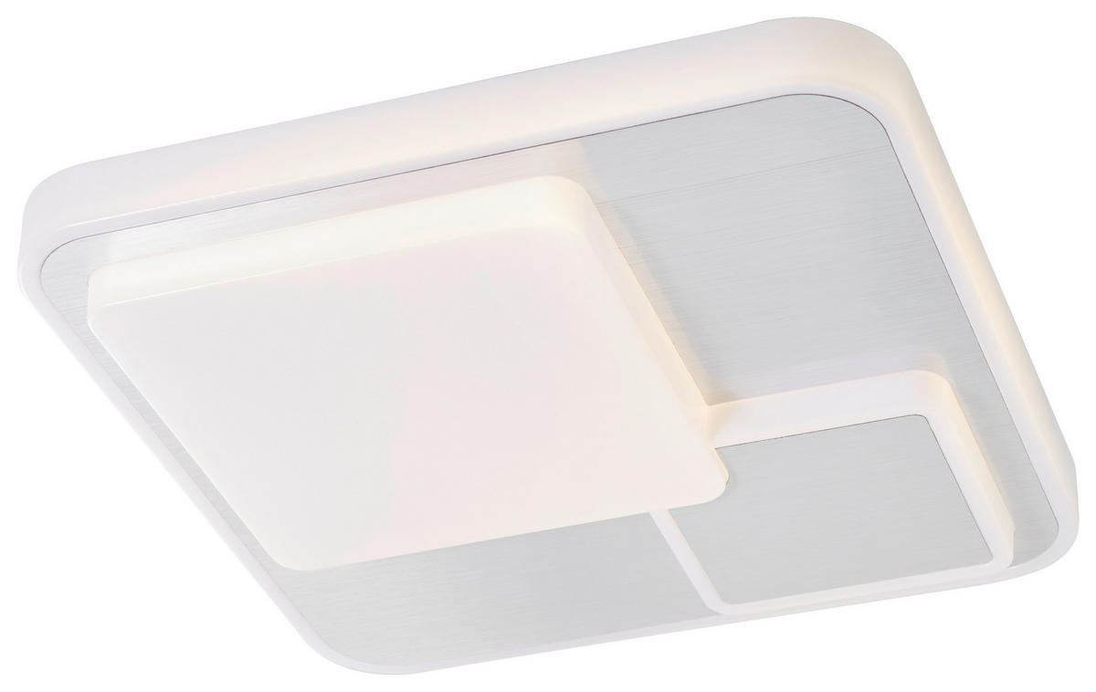 STROPNÍ LED SVÍTIDLO, 38,5/38,5/8 cm - bílá, Basics, kov/plast (38,5/38,5/8cm) - Xora
