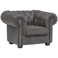 CHESTERFIELD-SESSEL - Wengefarben/Grau, LIFESTYLE, Holz/Textil (115/76,5/96cm) - Landscape