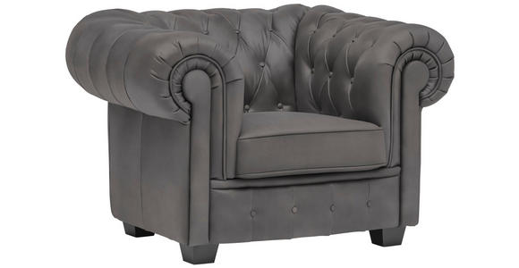 CHESTERFIELD-SESSEL - Wengefarben/Grau, LIFESTYLE, Holz/Textil (115/76,5/96cm) - Landscape