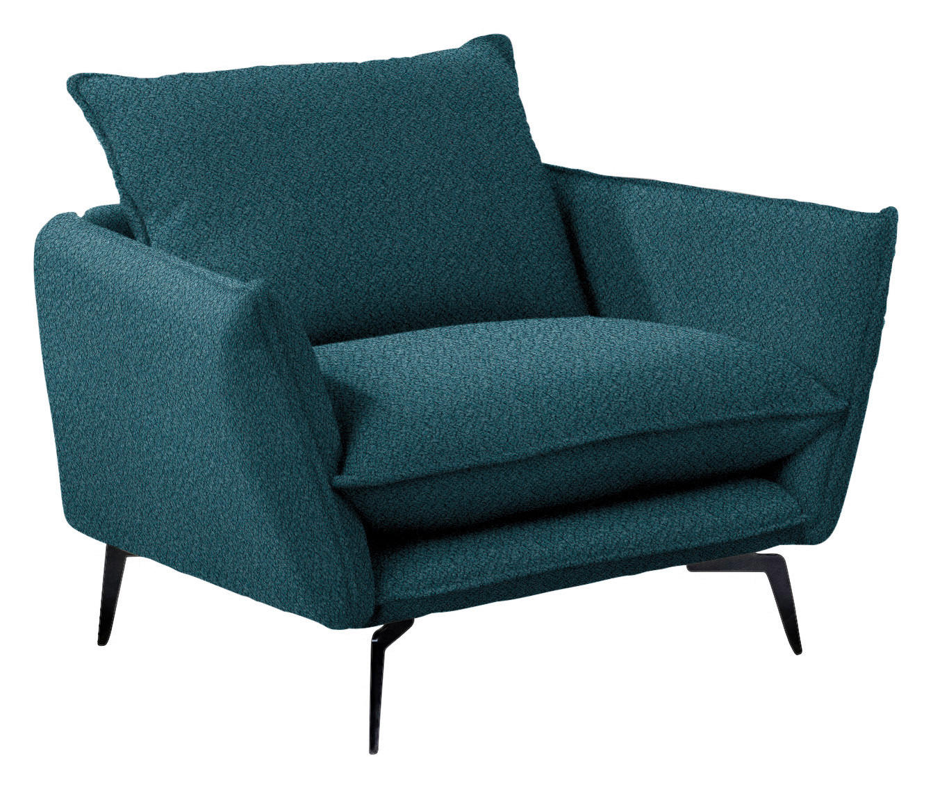 SESSEL in Webstoff Petrol  - Petrol/Schwarz, Design, Textil/Metall (96/84/90cm) - Hom`in