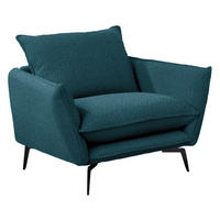 SESSEL in Webstoff Petrol  - Petrol/Schwarz, Design, Textil/Metall (96/84/90cm) - Livetastic