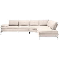 ECKSOFA in Flachgewebe Creme  - Creme/Schwarz, Design, Textil/Metall (344/271cm) - Chilliano