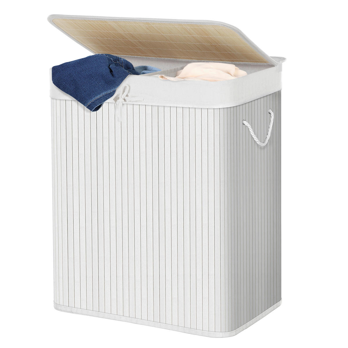 WÄSCHEKORB - Weiß, Basics, Naturmaterialien/Textil (51,5/61,5/31,5cm)