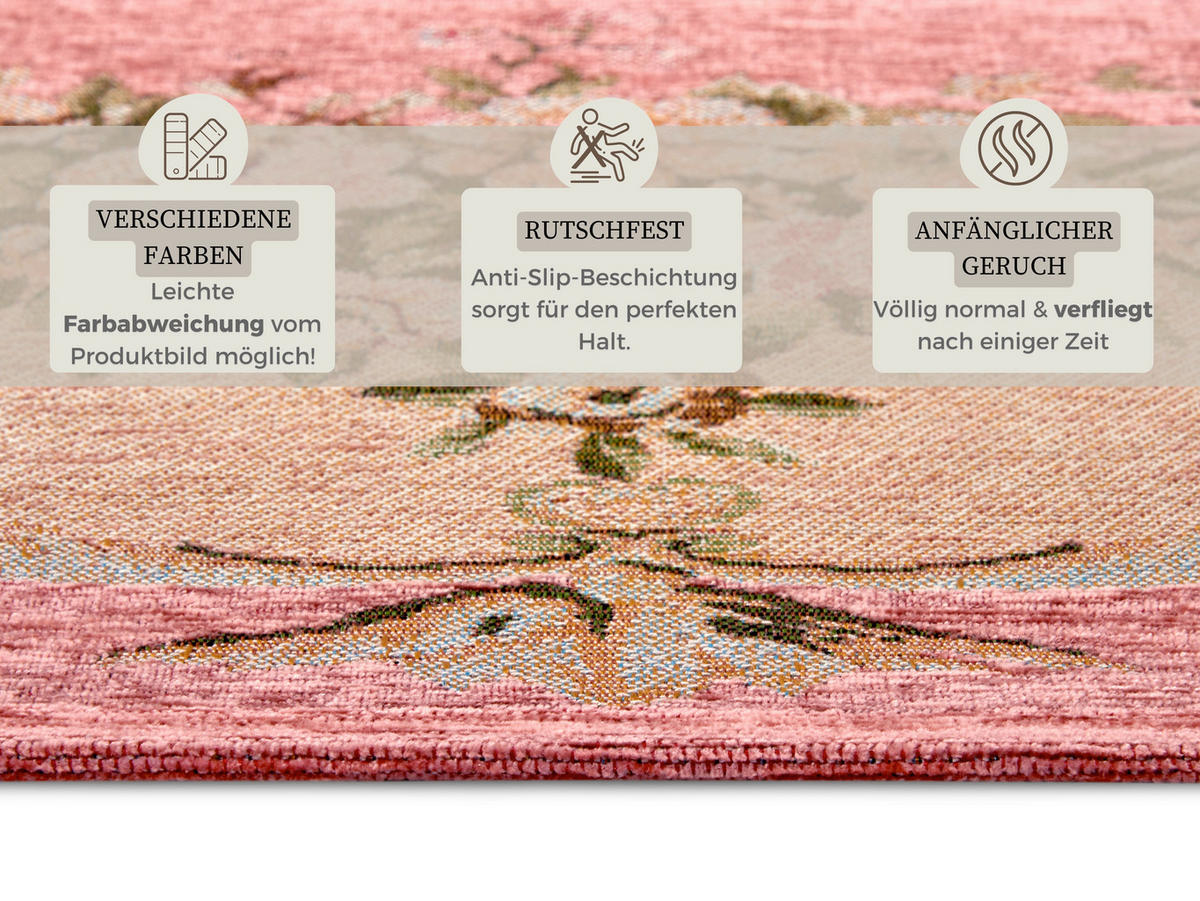FLACHWEBETEPPICH 150/220 cm Gobelin Pink, Beige rechteckig  - Pink/Beige, Design, Kunststoff/Textil (150/220cm) - Hanse Home