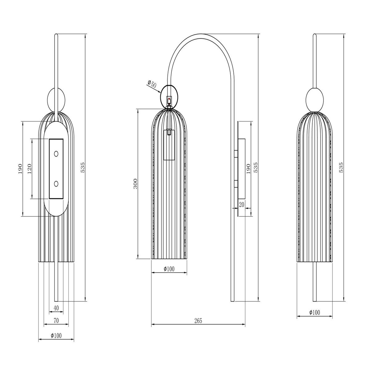 NÁSTĚNNÉ SVÍTIDLO, 10/53,5/23,5 cm  - barvy zlata, kov/sklo (10/53,5/23,5cm)