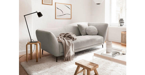 RÉCAMIERE Platinfarben Chenille Zierkissen, Rücken echt  - Platinfarben/Schwarz, KONVENTIONELL, Textil/Metall (224/70/97cm) - Hom`in