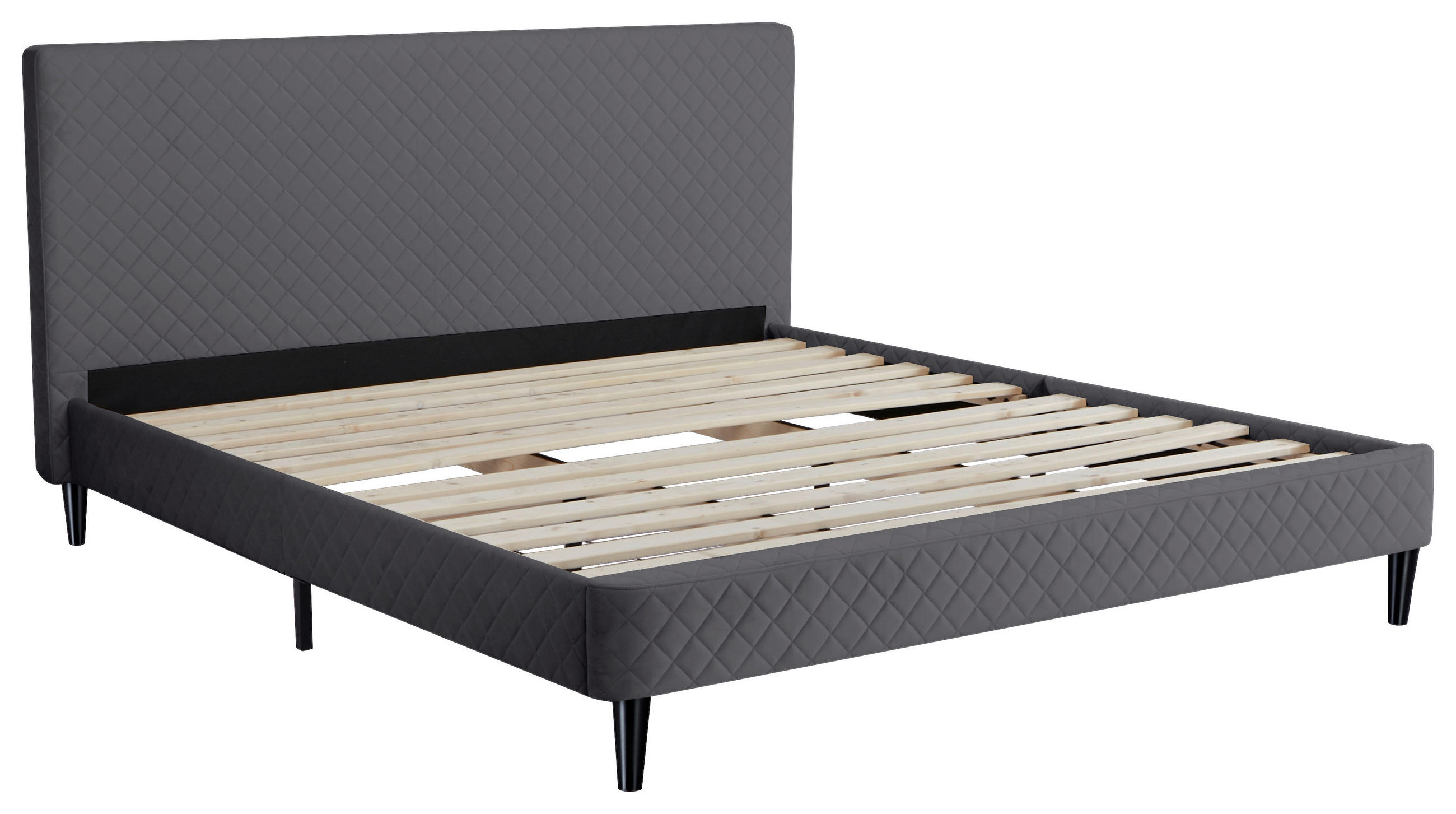 POLSTERBETT Lattenrost 180/200 cm  in Grau  - Schwarz/Naturfarben, Design, Holz/Kunststoff (180/200cm) - Boxxx