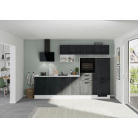 KÜCHENBLOCK 300 cm   in Eiche dunkel, Schwarz  - Eiche dunkel/Schwarz, Design, Holzwerkstoff/Metall (300cm) - Impuls