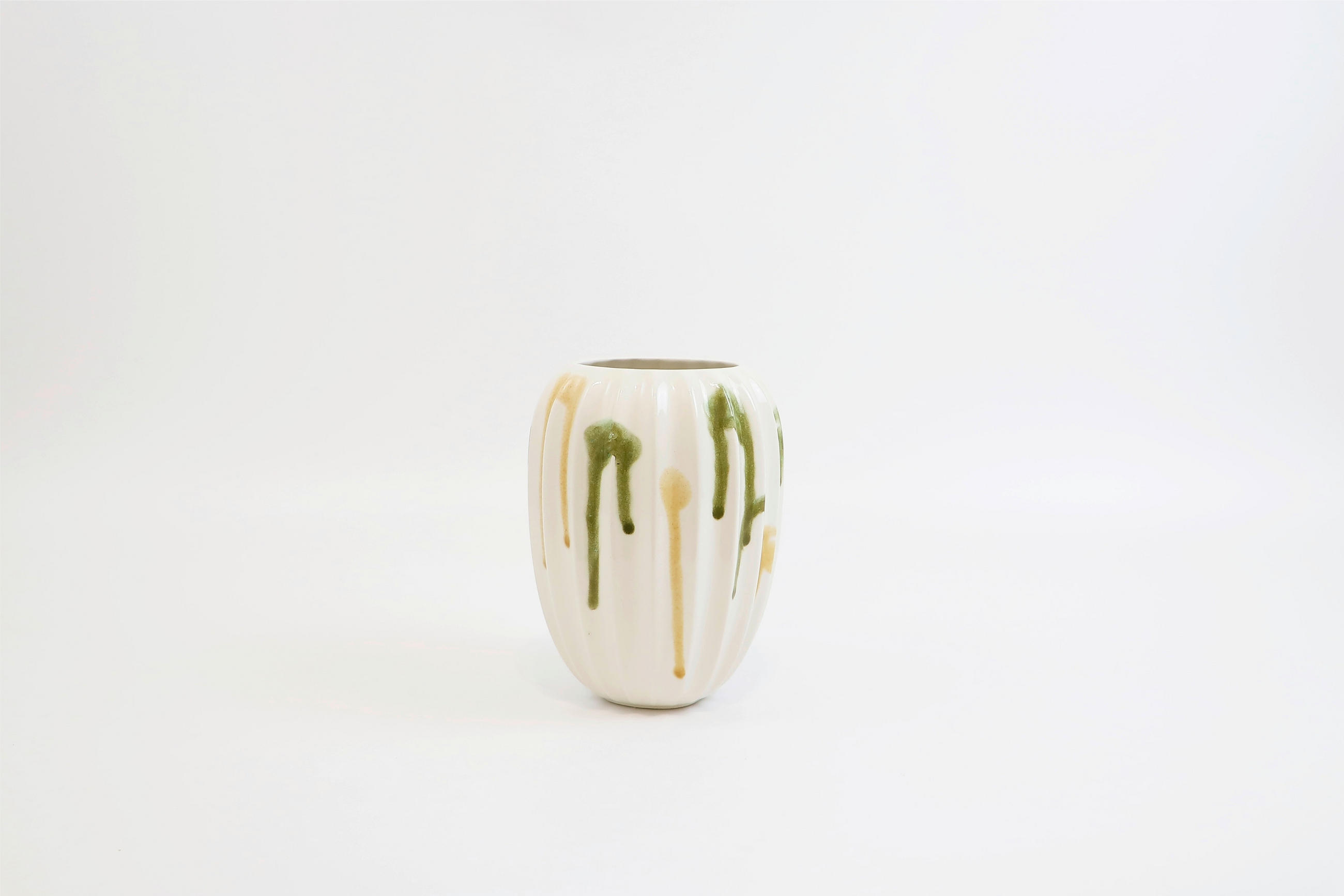 VAZĂ 22 cm  - verde smarald/alb, Basics, ceramică (16,5/22cm) - Ambia Home
