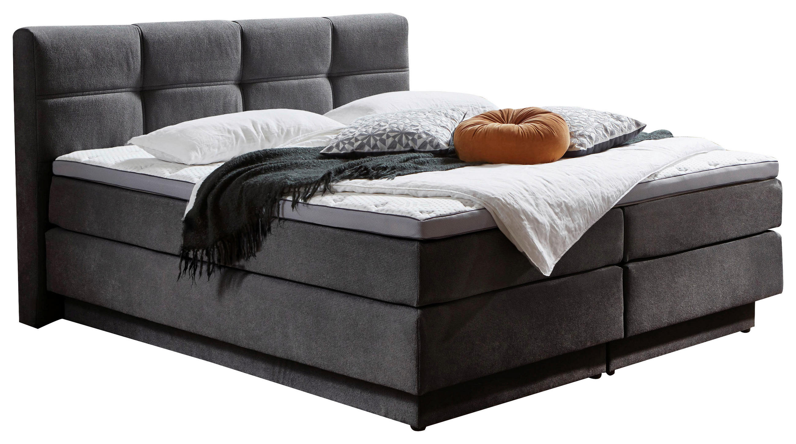 BOXSPRINGBETT 180/200 cm  in Grau  - Schwarz/Grau, KONVENTIONELL, Kunststoff/Textil (180/200cm) - Carryhome