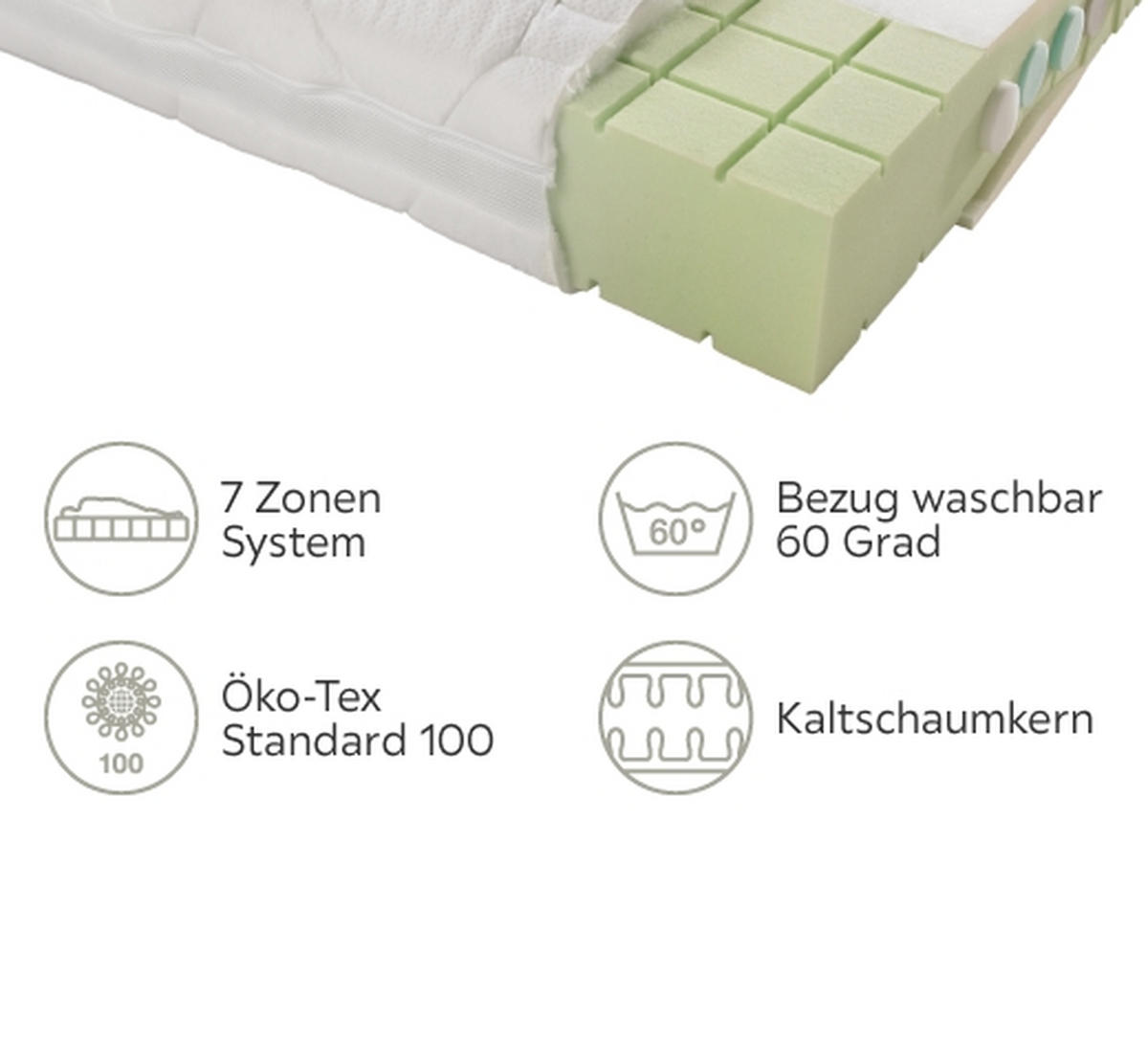 KALTSCHAUMMATRATZE 80/200 cm Höhe ca. 20 cm  - Creme, Basics, Textil (80/200cm) - Physiosleep