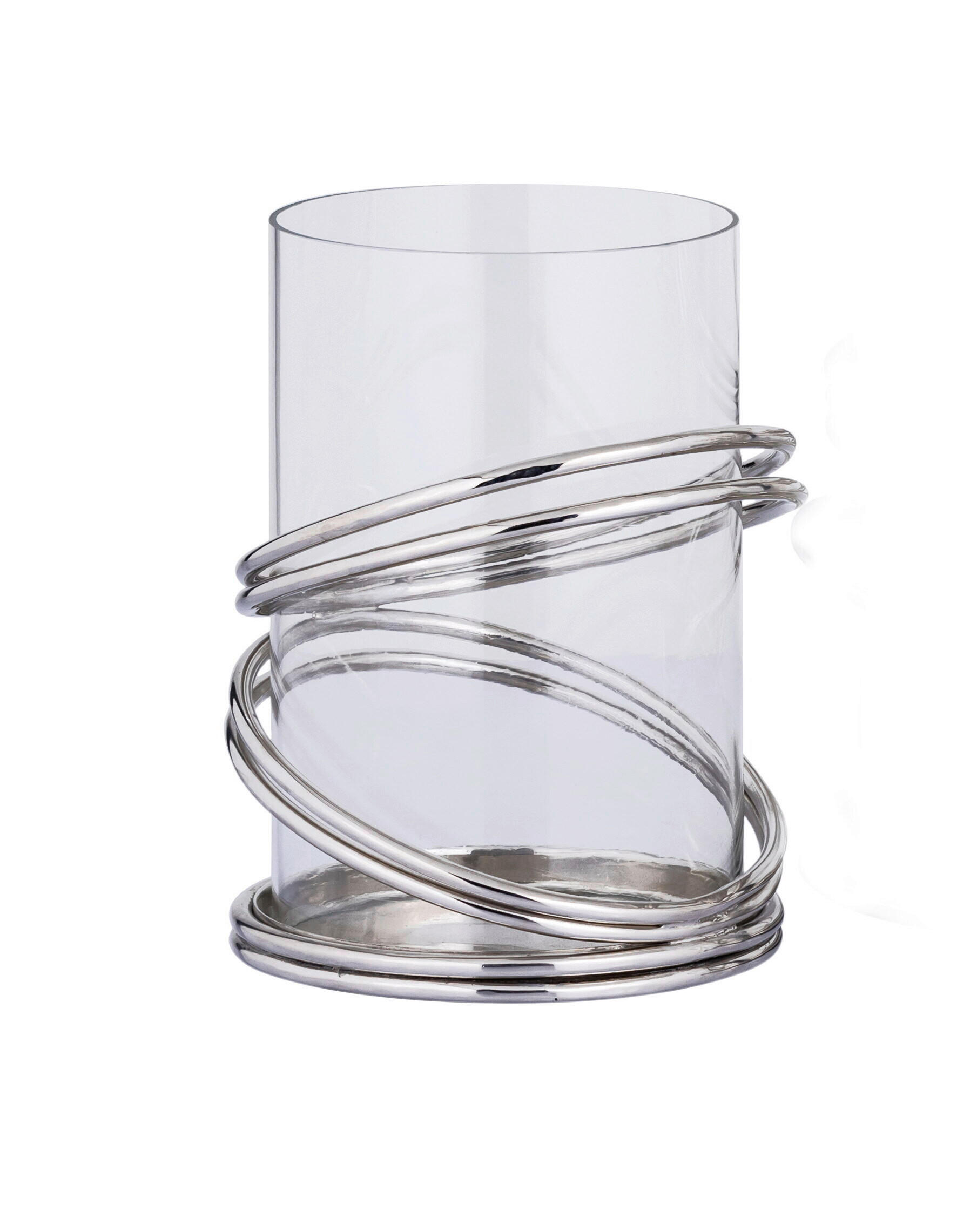 WINDLICHT Nickelfarben, Chromfarben 15/21 cm  - Chromfarben/Nickelfarben, LIFESTYLE, Glas/Metall (15/21cm) - Ambia Home