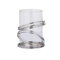 WINDLICHT Nickelfarben, Chromfarben 15/21 cm  - Chromfarben/Nickelfarben, LIFESTYLE, Glas/Metall (15/21cm) - Ambia Home